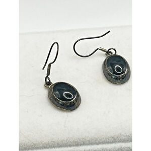 Vintage Native American Black Onyx Silver Earrings